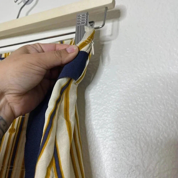 Tory Burch Monogram Wavy Stripe Knee Length Silk Pleated Belted Artsy Skirt Sz 0 - Picture 10 of 12